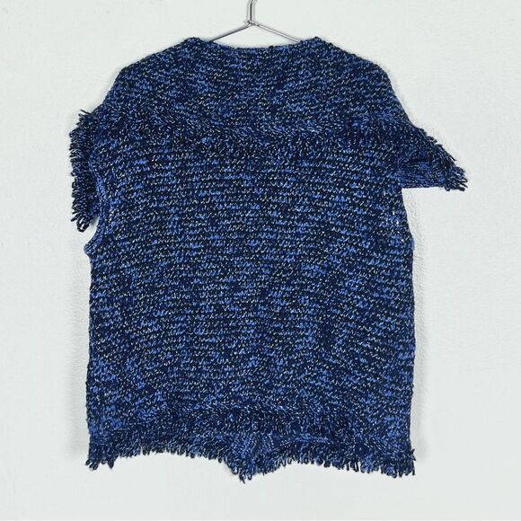 St. John Knit Button Up Fringe Collar Sweater Vest - Picture 3 of 4